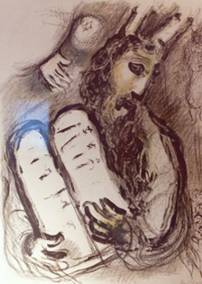 Moisés e as Tábuas da Lei - litografia de Marc Chagall