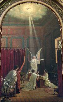 Tibúrcio vê o anjo aparecendo a Cecília e Valeriano: Benedito Calixto (presbitério)