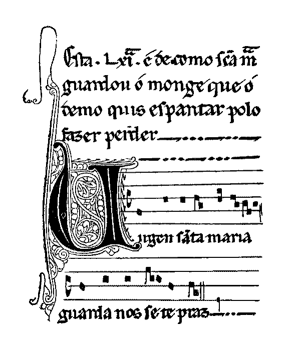 Manuscrito da cantiga 47 das Cantigas de Santa Maria: Virgen Santa Maria